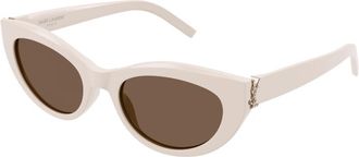 Saint Laurent Ivory/Brown Beige Zonnebril SL M115 - Dames - Zonnebrillen - Beige - 54 MM - Accessoires