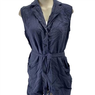 Splendid Womens Alessi Short Collared Romper In Navy