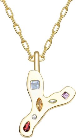 Genevive 14K Plated Cz Alphabetical Necklace