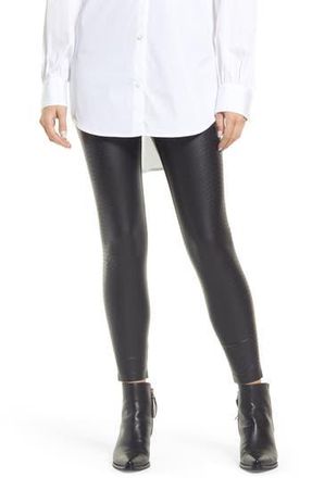 Hue Croc Embossed High Waist Faux Leather Leggings in Black at Nordstrom Rack, Size X-Large
