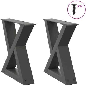 vidaXL Vidaxl - Patas Para Mesa De Centro (2 Unidades), Antracita, 30 X (30-31,3) Cm, Acero
