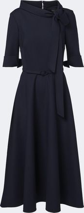 Oscar De La Renta Belted tie-neck wool-blend midi dress