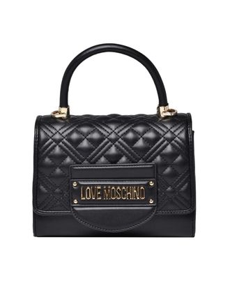Love Moschino Black Polyurethane Quilted Shoulder Bag
