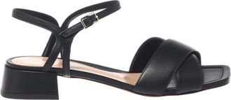Baldinini Leren Sandaal - Dames - Sandalen met hakken - Zwart - 37 EU - Leer - Schoenen