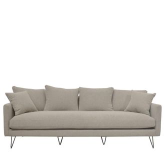 DRAWER Sof&aacute; de 4 plazas en tela con patas metalicas negras - Natural