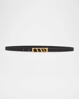 Valentino Garavani VLogo Signature Skinny Calfskin Belt, 15mm