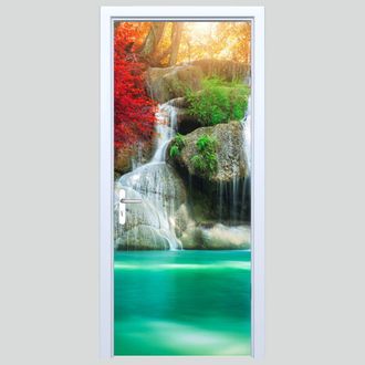 OEM Adhesivo De Tela Para Puerta Con Dise&ntilde;o De Cascada Forestal 313pd
