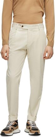 HUGO BOSS Mens Perin Solid Patterned Roll Up Cuff Trousers in White - Size 38W/32L