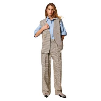 Twinset Wide Trousers, female, Beige, Size: S Actitude Palazzo Trousers