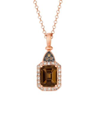 Le Vian Rhodolite Collection 14K Rose Gold 2.15 Ct. Tw. Diamond & Smoky Quartz Pendant Necklace