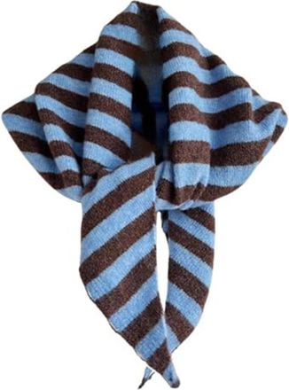 Generic Striped Knitted Triangle Scarf for Women, Y2K Aesthetic Headscarf Shawl, Cozy Neck Warmer, Versatile Head Wrap for Streetwear, Cottagecore Style, Fall
