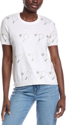 Minnie Rose Pickleball Embellished Cashmere-Blend Sweater