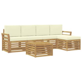 vidaXL Conjunto De Sof&aacute;s De Exterior 6 Pcs Blanco Y Crema Vidaxl