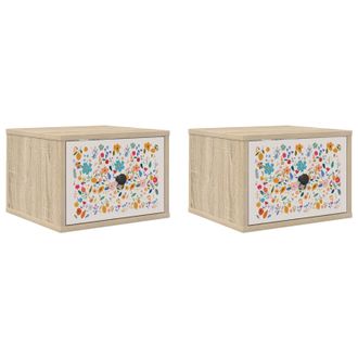 vidaXL Mesita De Noche De Pared Mainz 2 Uds. Roble Sonoma Vidaxl