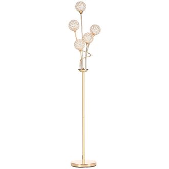 HOMCOM Gold Modern Floor Lamp w/ K9 Crystal Shade - 5 Light - for Living Room | TJ Hughes