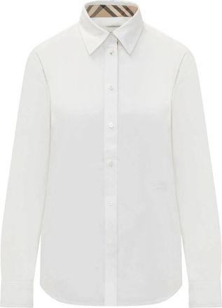 Burberry Katherine Long Sleeve Shirt - Dames - Overhemden - Wit - S - Katoen - Overhemden
