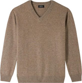 A.P.C. V-hals wollen trui - Dames - V-hals truien - Beige - XS - Wol - Truien & Vesten