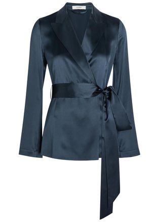 Joseph Archer Belted Wrap Silk Jacket - Indigo - 42 (UK14 / L)