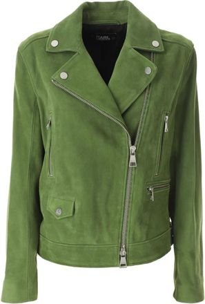 Karl Lagerfeld Su&egrave;de Leren Bikerjack - Dames - Leren en Su&egrave;de Jassen - Groen - M - Su&egrave;de - Jassen