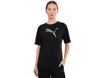 Puma Essentials Graphics Animal Print Relaxed T-Shirts Womens Workout Puma Black : LG, Cotton