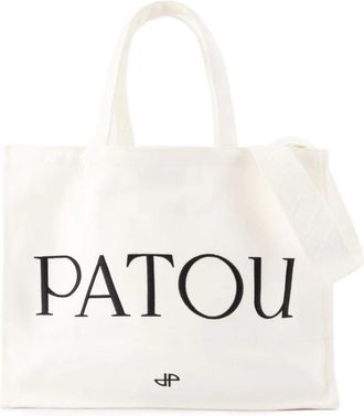Patou Witte Katoenen Shopper Tas met Handvatten - Dames - Shoppers - Wit - ONE Size - Katoen - Tassen
