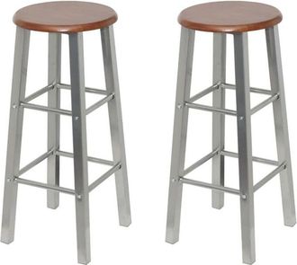 vidaXL Vidaxl - Taburetes de cocina 2 unidades de acero con asiento mdf