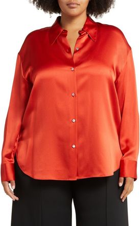 Vince Shaped Collar Silk Blouse in Vermillion at Nordstrom Rack, Size 1X
