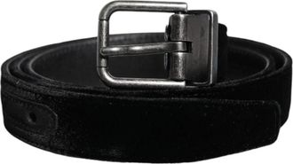 Dolce & Gabbana Leren Riem met Zilveren Gesp - Heren - Riemen - Zwart - ONE Size - Leer - Accessoires