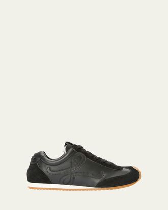 Loewe Mens Ballet Runner 2.0 Leather and Suede Low-Top Sneakers