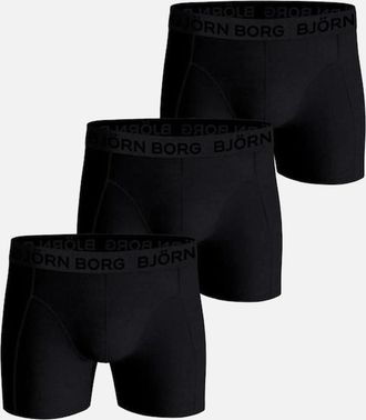 Bj&ouml;rn Borg Mens Bjorn Borg 3-Pack Cotton Stretch Boxer Briefs, Black - Black/Black/Black - Size: 32/33/32