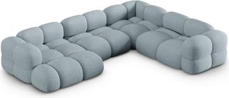 Cosmopolitan Design Sof&aacute; esquinero panor&aacute;mico 5 plazas tejido estructural azul pastel