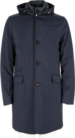 Moorer Mid-Length Structured Coat With Button-Up Front And Hood