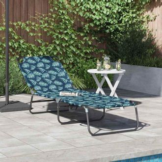 vidaXL Vidaxl - Folding Sun Lounger with Cushion Green 56 x 189 x 87cm Fabric
