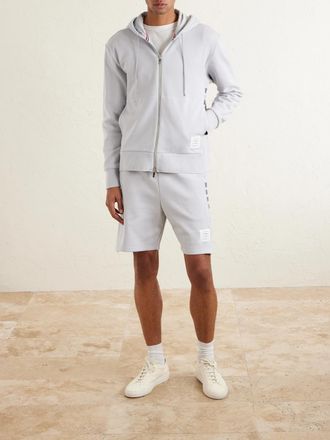 Thom Browne Striped Colour-Block Cotton-Jersey Zip-Up Hoodie