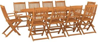 vidaXL Set Comedor De Jard&iacute;n 11piezas Madera Maciza Acacia 220x90x75cm Vidaxl