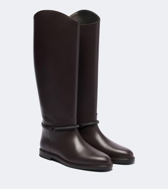 Brunello Cucinelli Botas altas de piel con cuentas Monili