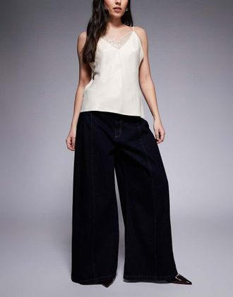 Abrand Jeans ampi a fondo ampio lavaggio blu medio