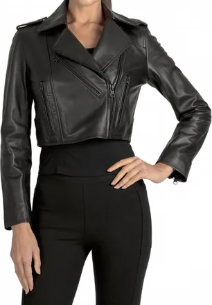 Blanc Noir Cleo Cropped Moto Jacket In Black