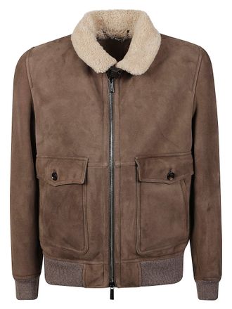 Moorer Brown Fiano-Me7 Suede Shearling Bomber Jacket