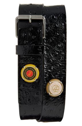 Martine Rose Classic Champagne Cap Leather Belt in Black at Nordstrom
