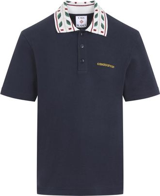 Casablanca Laurel Piqu&eacute; Polo - Heren - Polos - Blauw - S - Katoen - Tops
