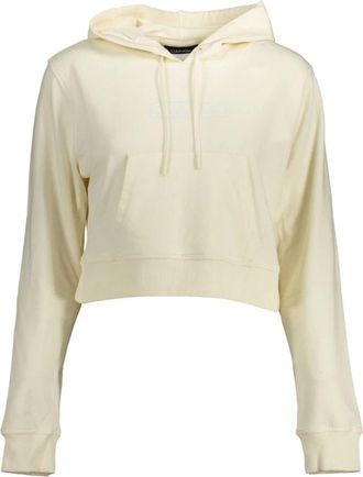 Calvin Klein Hoodies & sweatvesten, Dames, Beige, L, Witte hoodie met print en logo