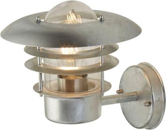 Searchlight Searchlight Conrad Farol de pared para exterior galvanizado en plata y cristal transparente