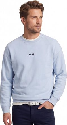 HUGO BOSS BOSS Green lichtblauw sweater Stenson oversized fit effen
