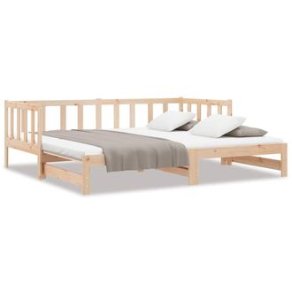 Berkfield Home Pull-out Day Bed 2x(80x200) cm Solid Wood Pine in Light Brown