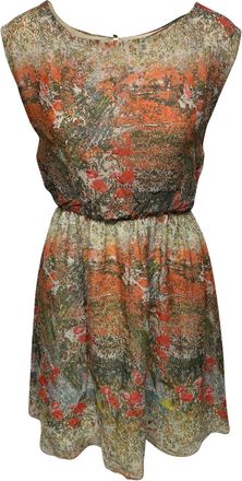 Alice & Olivia Alice + Olivia Floral Printed Mini Dress in Multicolor Polyester