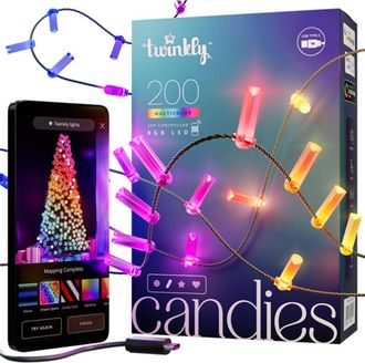 Twinkly Twinkly Candies Vela Inteligente Luces Navide&ntilde;as 200 Led Rgb Ii Generaci&oacute;n Cable Verde