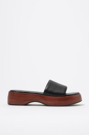 Bimba & Lola Leather Platform Sandals in Black at Nordstrom, Size 36