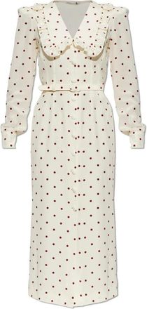 Alessandra Rich Jurk met polkadots en V-hals van zijde - Dames - Shirt Kleedjes - Beige - S - Leer - Kleedjes