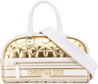 Dior 2021 Medium Padded Etoile Leather Vibe Zip Bowling Bag satchel - Gold
